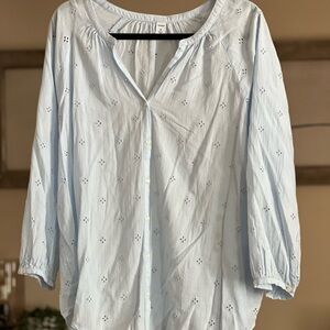 Old Navy Light Blue Eyelet Blouse